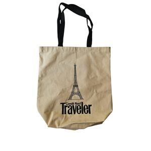 Condé Nast Traveler Paris Eiffel Tower Canvas Tote Bag  Black & Beige Rare Promo